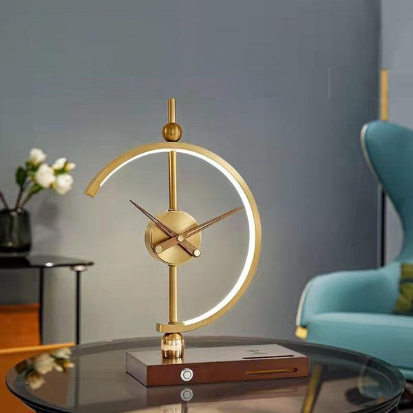 Miravique Golden Clock Table Lamp - Wireless Charger