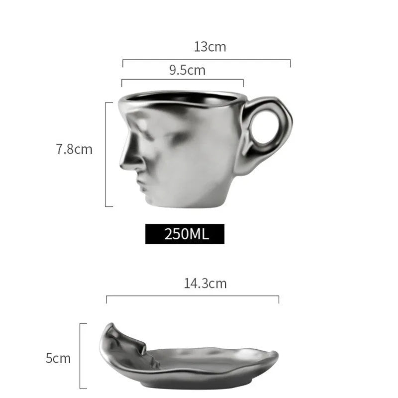 Face Kiss Mug Ceramic Cup Dish Set Nordic